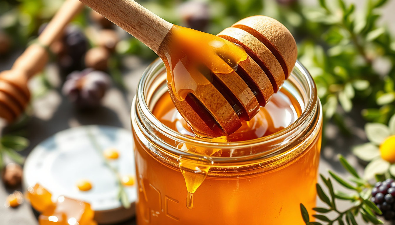 قطرات العسل الحيوي المتدفقة مع مكونات طبيعية لتحسين الهضم