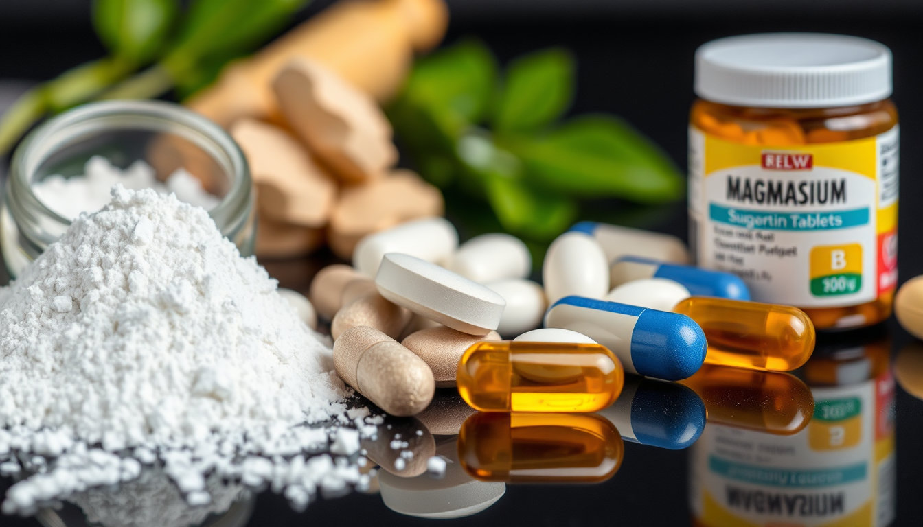 مكونات خام من الزنك والمغنيسيوم وفيتامينات ب المركبة المستخدمة في تصنيع حبوب سبروفيتا للرجال