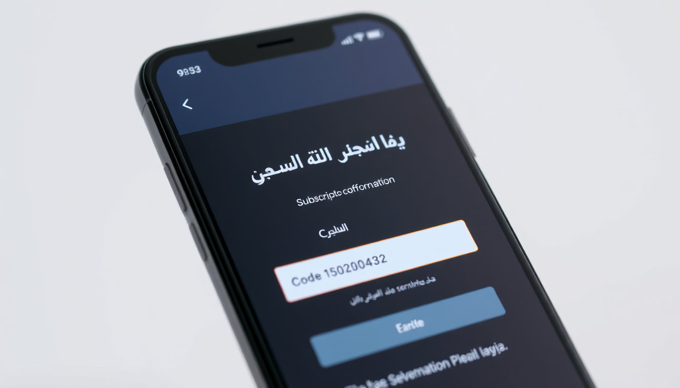 شاشة هاتف ذكي تعرض صفحة تأكيد اشتراك شهر كود في خدمة فاصل بلس