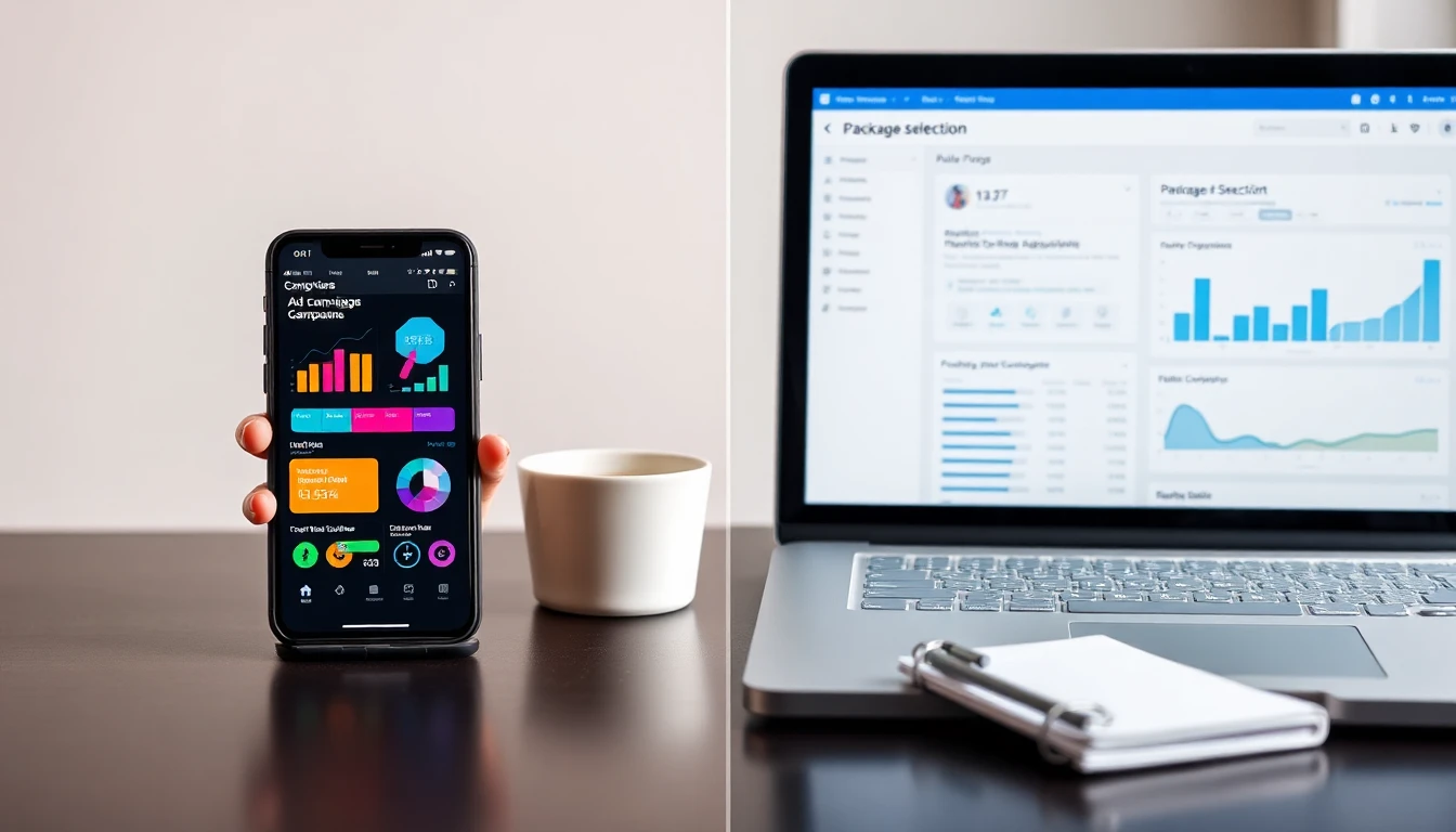 حزم إعلانية متنوعة وشاشات تحكم في منصة فاصل اعلاني بلس متجر تعرض مخططات بيانية وبيانات إحصائية