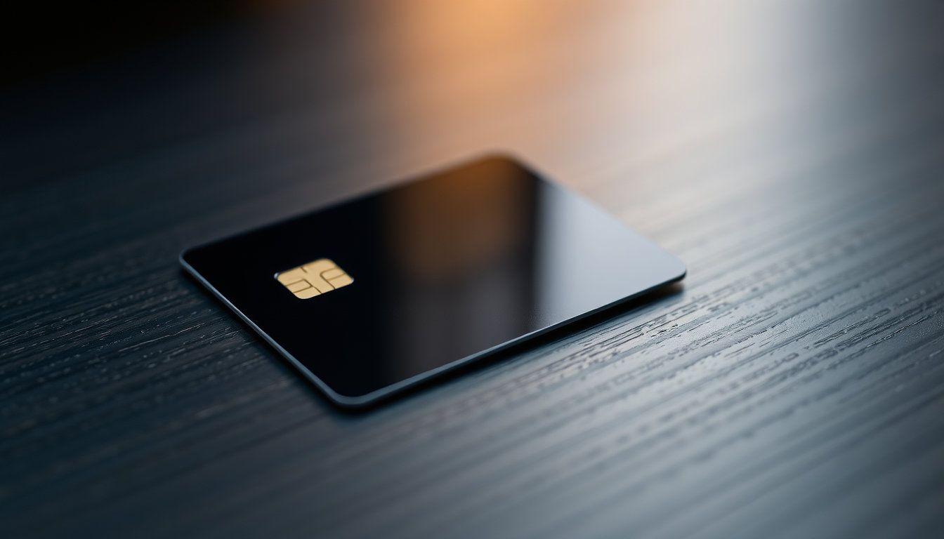 بطاقة اشتراك فاصل بلس key card موضوعة على سطح خشبي داكن