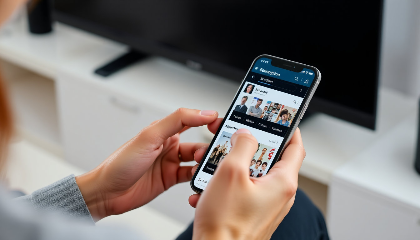 شخص يستخدم الهاتف المحمول لتصفح صفحة اشتراك منصة فاصل بلس، عرض لخيارات الاشتراك والأسعار