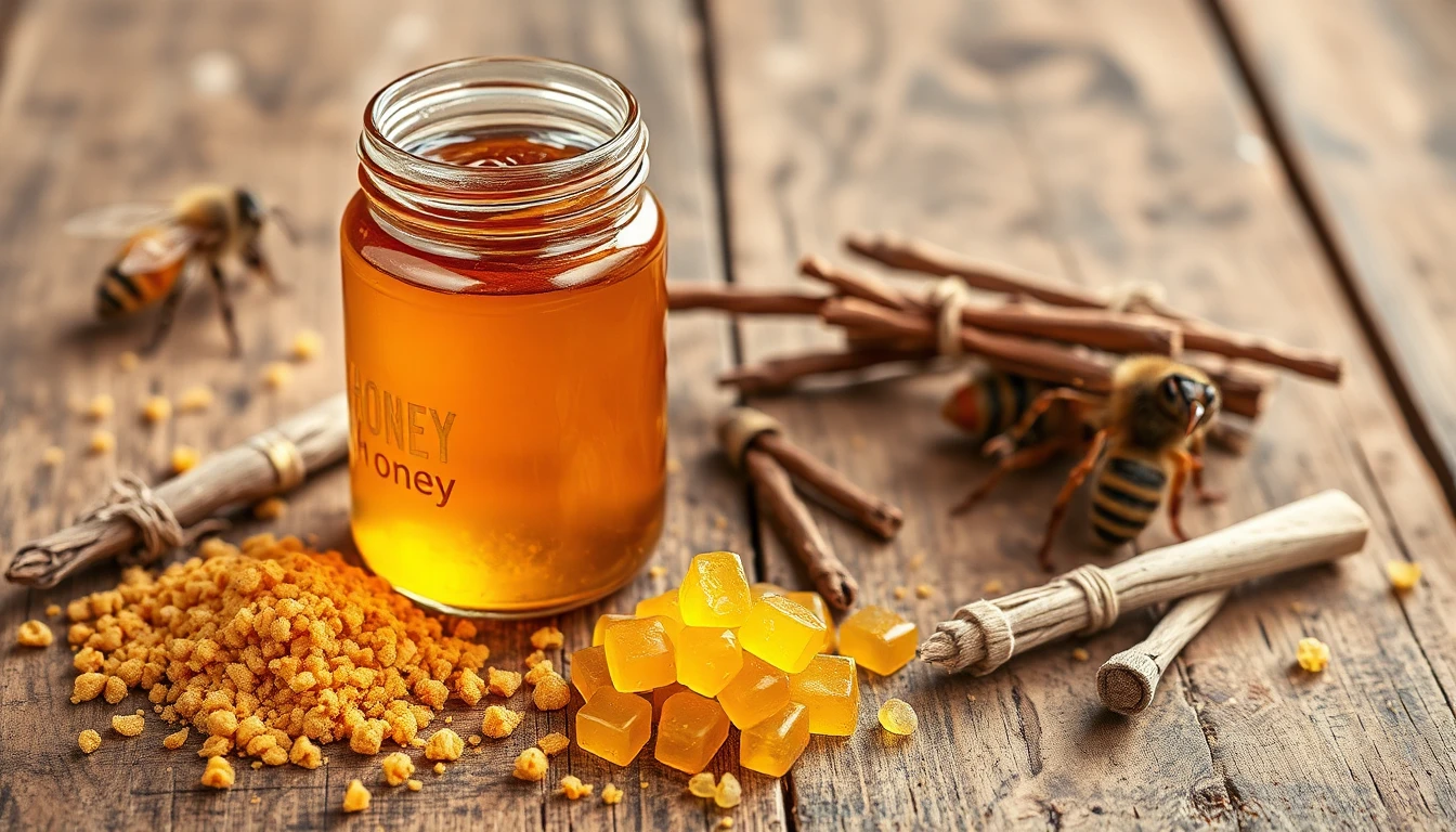 برطمان عسل حيوي للنساء مع غذاء الملكات وحبوب اللقاح وأعشاب مجففة