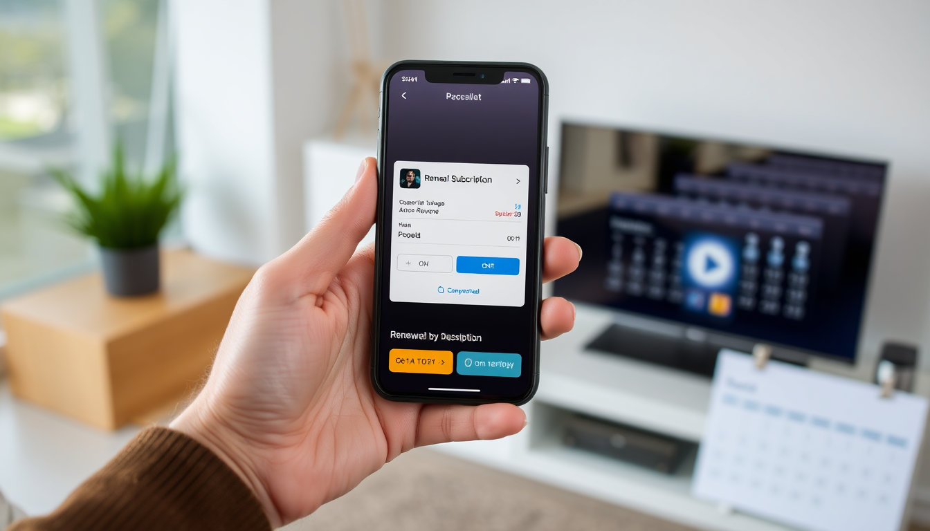 خطوات تجديد اشتراك فاصل بلس سنة عبر التطبيق والموقع باستخدام الهاتف وبطاقة الدفع مع تقويم يشير إلى سنة
