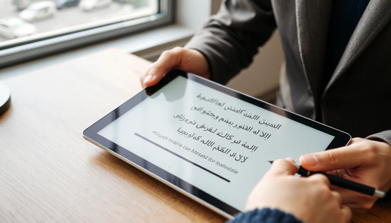 واجهة قراءة على جهاز لوحي تعرض صفحة كتاب عربية مع شريط تقدم وميزة التزامن بين الأجهزة